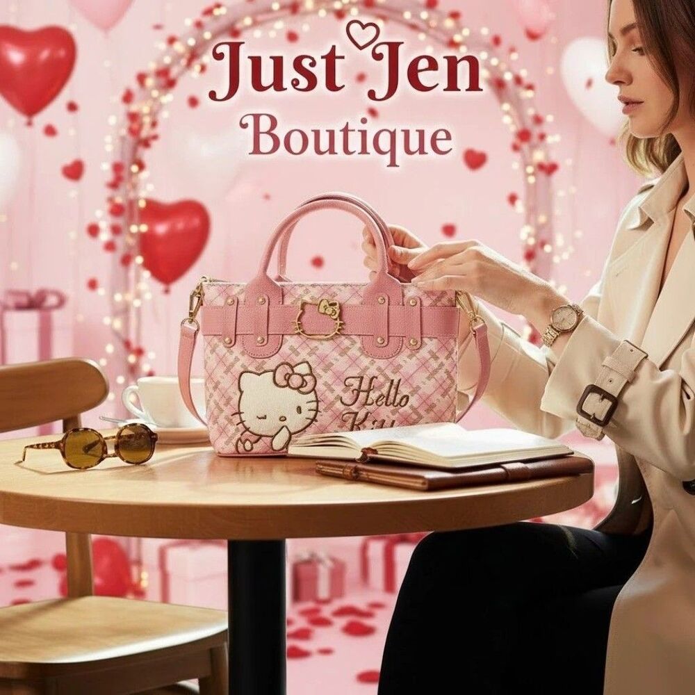 HELLO KITTY Embroidered Plaid Pink Women's  Crossbody Tote Bag  FAST SHIPPING!! - Picture 9 of 11